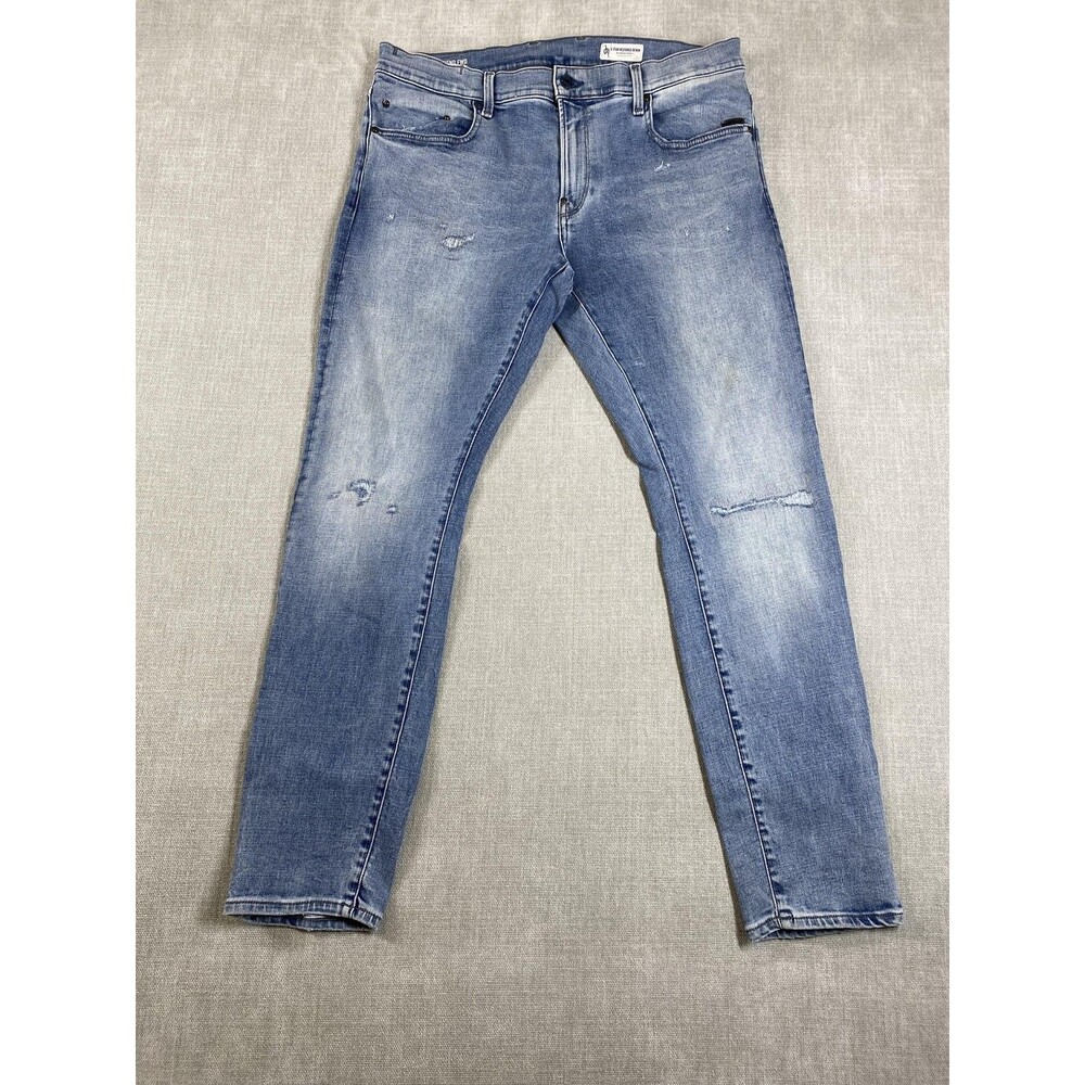 G-Star RAW Jeans Mens 36x32 Blue Revend FWD Skinny Distressed Restored Denim